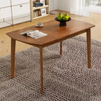47 Mid-Century Modern Dining Table with Solid Rubber Wood Legs, Rectangular Kitchen Table for 4, Minimalist Dining Room Table-Panipeachy