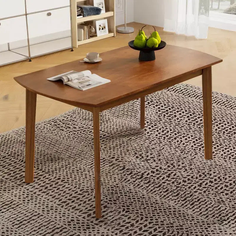 47 Mid-Century Modern Dining Table with Solid Rubber Wood Legs, Rectangular Kitchen Table for 4, Minimalist Dining Room Table-Panipeachy