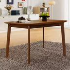 47 Mid-Century Modern Dining Table with Solid Rubber Wood Legs, Rectangular Kitchen Table for 4, Minimalist Dining Room Table