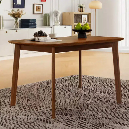 47 Mid-Century Modern Dining Table with Solid Rubber Wood Legs, Rectangular Kitchen Table for 4, Minimalist Dining Room Table