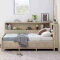 GDFStudio Simmons Wood Daybed with Storage Shelves and 3 Drawers