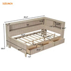 Wood Daybed with Storage Shelves and 3 Drawers