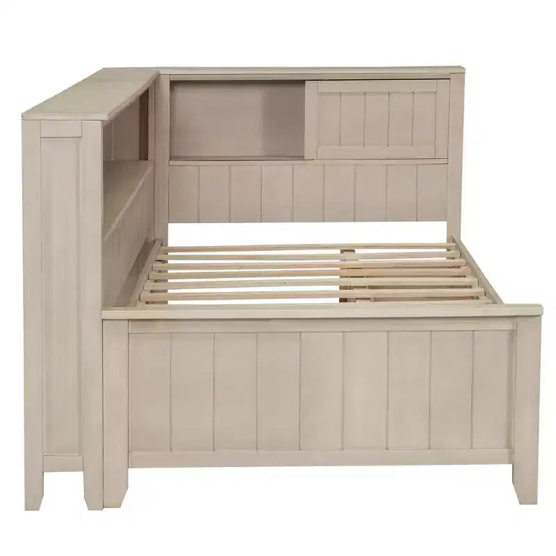 Wood Daybed with Storage Shelves and 3 Drawers