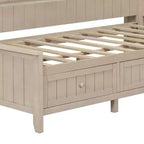 Wood Daybed with Storage Shelves and 3 Drawers