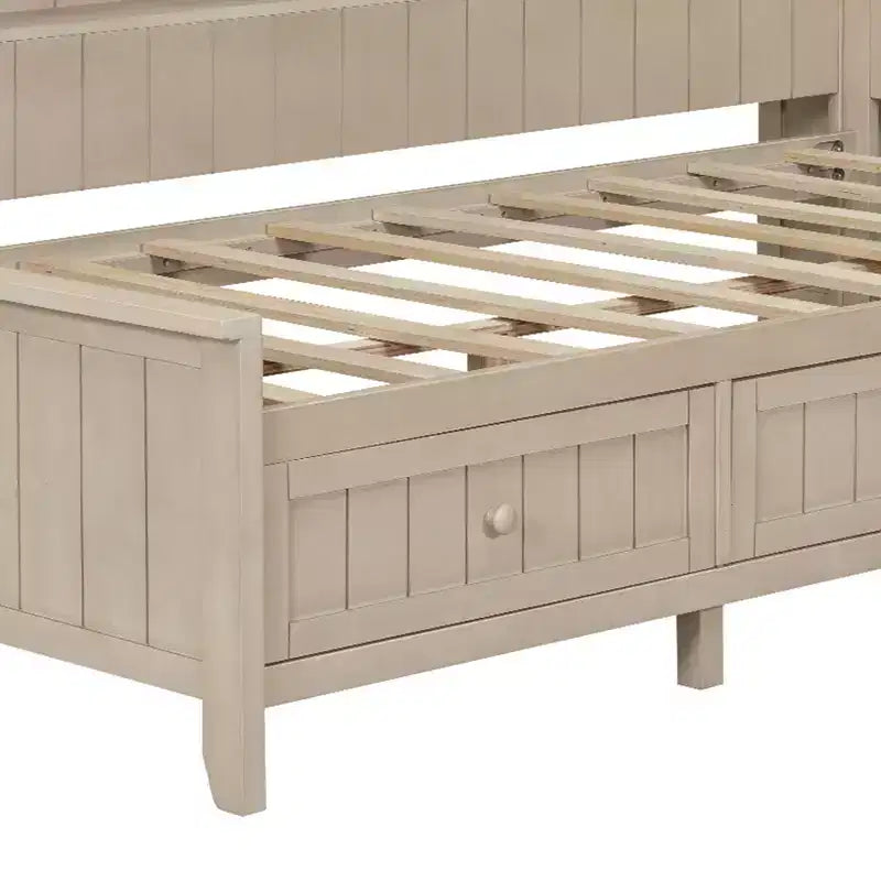 Wood Daybed with Storage Shelves and 3 Drawers