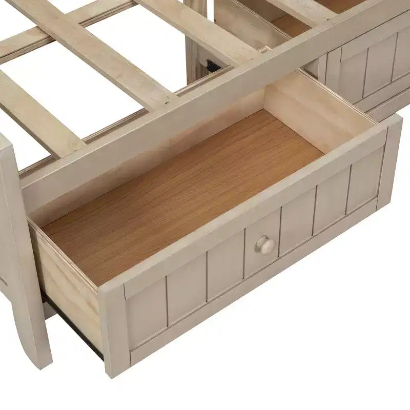 Wood Daybed with Storage Shelves and 3 Drawers
