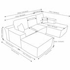 Sectional Sofa,U-Shaped Chaise,Deep Seat,Side Pockets,Plush Fabric,No Assembly,Grey,Right Facing