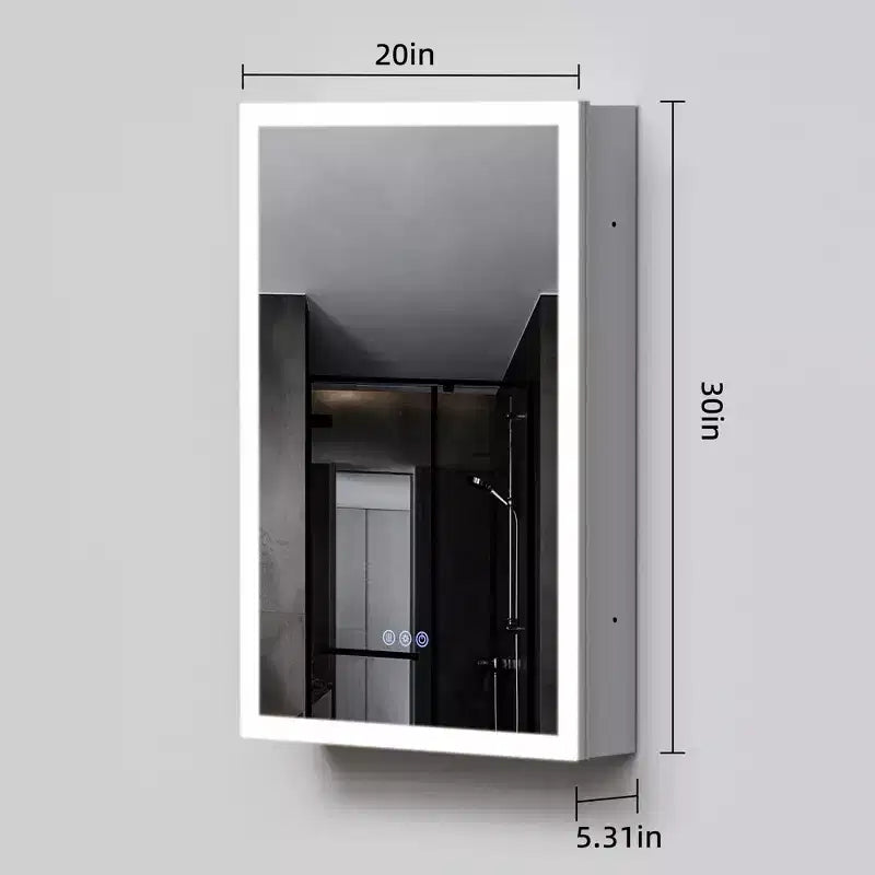 20 Modern Metal Medicine Cabinet with Mirror, LED Lights and 3 Color Temperatures