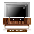Wood TV Stand with Drawer and Cabinet, Mid Century Modern Entertainment Center with Solid Wood Feet, Brown Media Console for Living Room