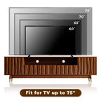 Wood TV Stand with Drawer and Cabinet, Mid Century Modern Entertainment Center with Solid Wood Feet, Brown Media Console for Living Room