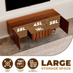 Wood TV Stand with Drawer and Cabinet, Mid Century Modern Entertainment Center with Solid Wood Feet, Brown Media Console for Living Room