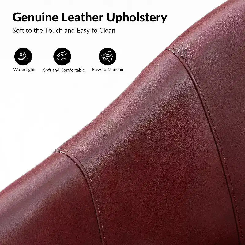 Transitional Genuine Leather Swivel Barrel Chair With Solid Wood BaseArtful Living Design