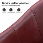 Transitional Genuine Leather Swivel Barrel Chair With Solid Wood BaseArtful Living Design