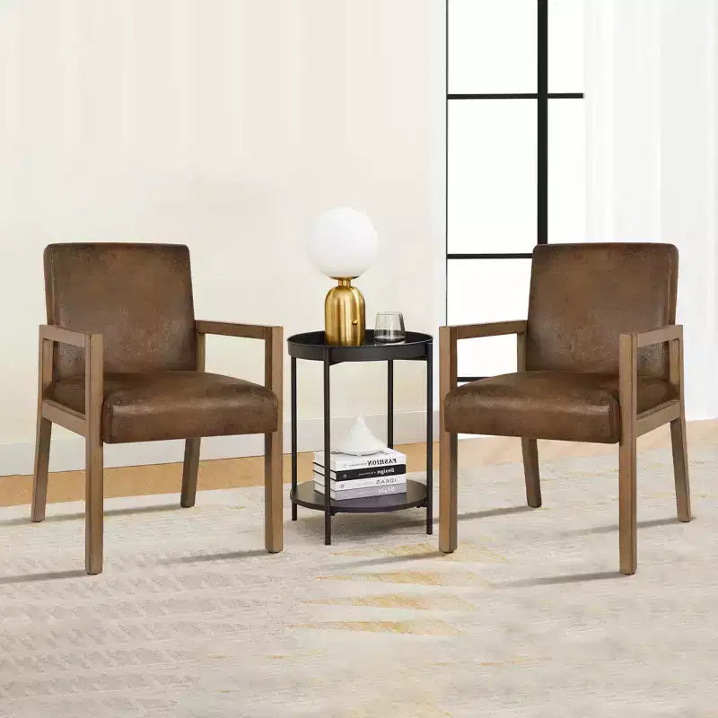 Mid-century Accent Chair Reading Armchair with Rubberwood Frame for Living Room, Bedroom