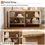 58In Sideboard Buffet Cabinet, Modern Fluted Storage Cabinet with 4 Doors & Adjustable Shelves, Wood Credenza Console