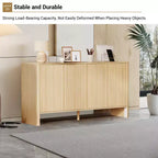 58In Sideboard Buffet Cabinet, Modern Fluted Storage Cabinet with 4 Doors & Adjustable Shelves, Wood Credenza Console