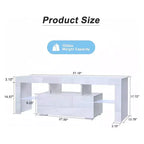 55-Inch LED TV Stand with Open Shelves & Flip Door, Modern Glass Shelf Media Console for Living Room Bedroom