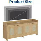 TV Stand for 65 Inch TV, Wood Entertainment Center with Glass Door Storage Cabinet, Entertainment Center Console Table for TV for Living Room