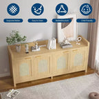 TV Stand for 65 Inch TV, Wood Entertainment Center with Glass Door Storage Cabinet, Entertainment Center Console Table for TV for Living Room