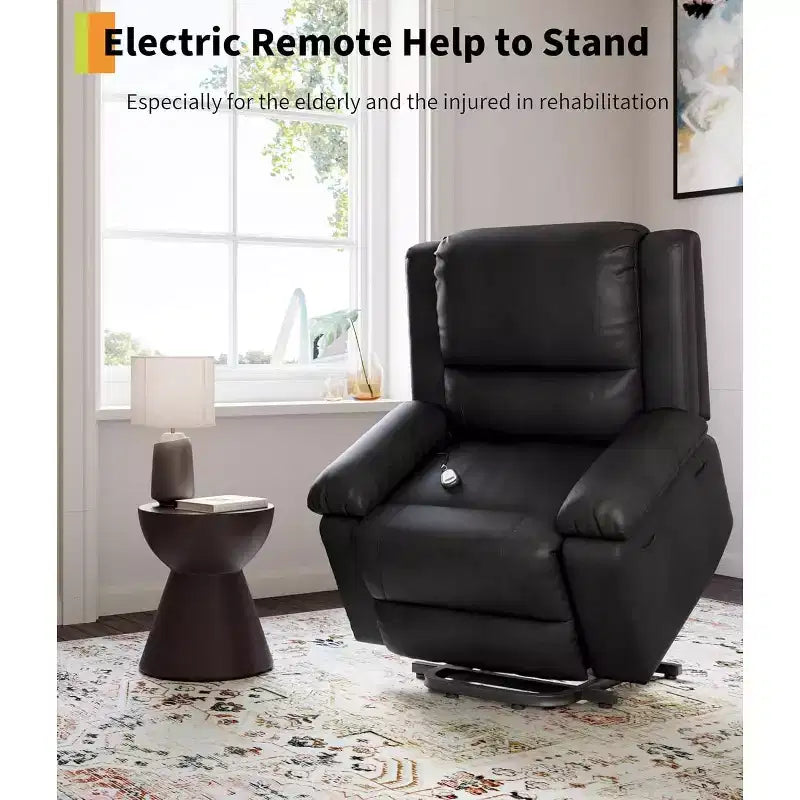 PU Leather Recliner Chair - Heat and Massage, Lift Recliner for Elderly & Mobility Impaired, Adjustable Back and Legs, Heavy Duty Lift Chair
