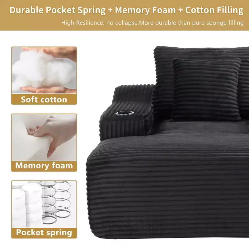 67'' Chaise Lounge Chair, Indoor Sleeper Sofa Bed with 2 Pillows, Boneless Single Sofa Couch for Living Room, No Assembly Required
