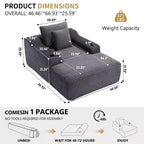 67'' Chaise Lounge Chair, Indoor Sleeper Sofa Bed with 2 Pillows, Boneless Single Sofa Couch for Living Room, No Assembly Required