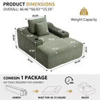 67'' Chaise Lounge Chair, Indoor Sleeper Sofa Bed with 2 Pillows, Boneless Single Sofa Couch for Living Room, No Assembly Required
