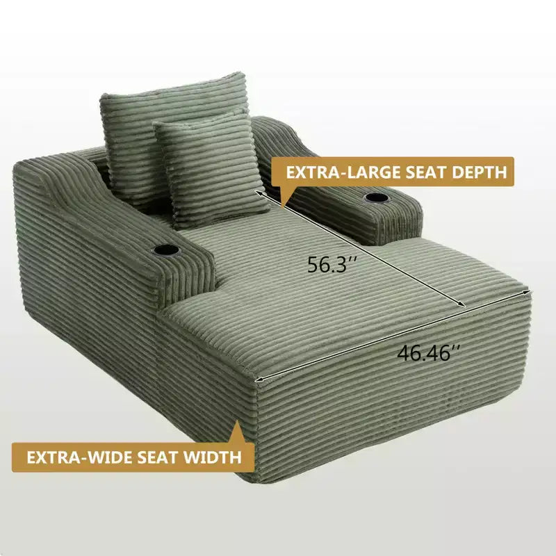 67'' Chaise Lounge Chair, Indoor Sleeper Sofa Bed with 2 Pillows, Boneless Single Sofa Couch for Living Room, No Assembly Required