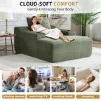 67'' Chaise Lounge Chair, Indoor Sleeper Sofa Bed with 2 Pillows, Boneless Single Sofa Couch for Living Room, No Assembly Required