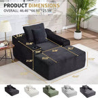 67'' Chaise Lounge Chair, Indoor Sleeper Sofa Bed with 2 Pillows, Boneless Single Sofa Couch for Living Room, No Assembly Required