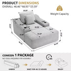 67'' Chaise Lounge Chair, Indoor Sleeper Sofa Bed with 2 Pillows, Boneless Single Sofa Couch for Living Room, No Assembly Required