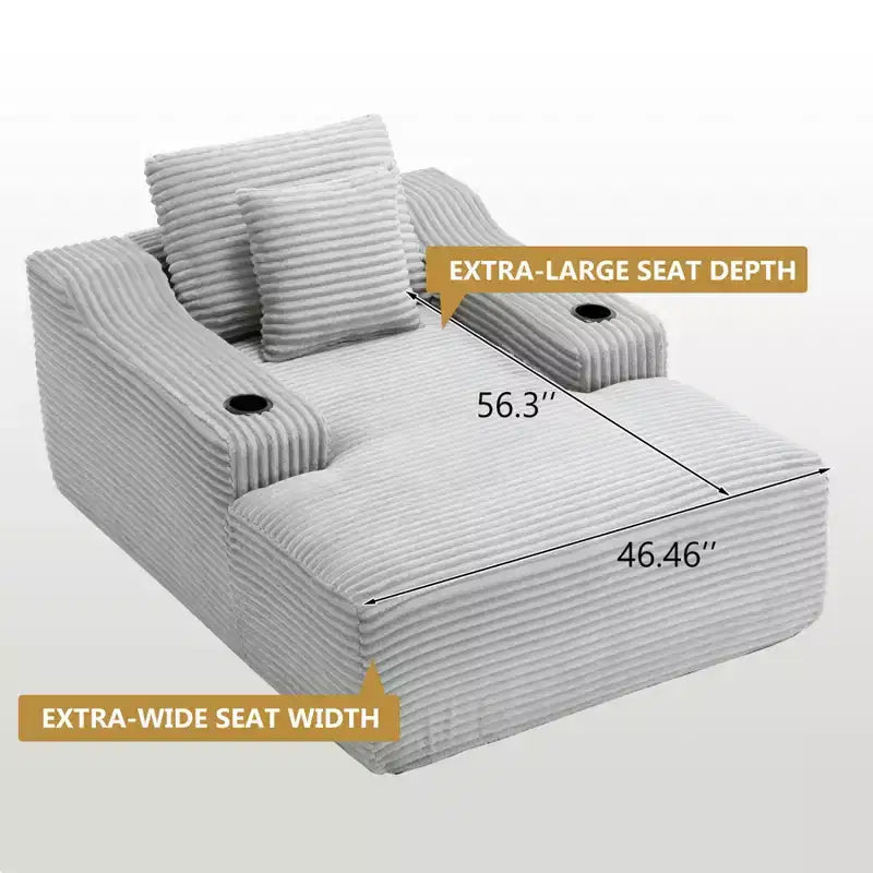 67'' Chaise Lounge Chair, Indoor Sleeper Sofa Bed with 2 Pillows, Boneless Single Sofa Couch for Living Room, No Assembly Required