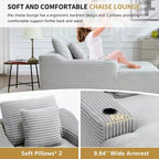67'' Chaise Lounge Chair, Indoor Sleeper Sofa Bed with 2 Pillows, Boneless Single Sofa Couch for Living Room, No Assembly Required
