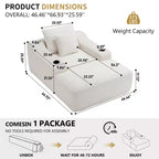 67'' Chaise Lounge Chair, Indoor Sleeper Sofa Bed with 2 Pillows, Boneless Single Sofa Couch for Living Room, No Assembly Required