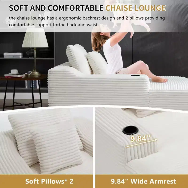67'' Chaise Lounge Chair, Indoor Sleeper Sofa Bed with 2 Pillows, Boneless Single Sofa Couch for Living Room, No Assembly Required