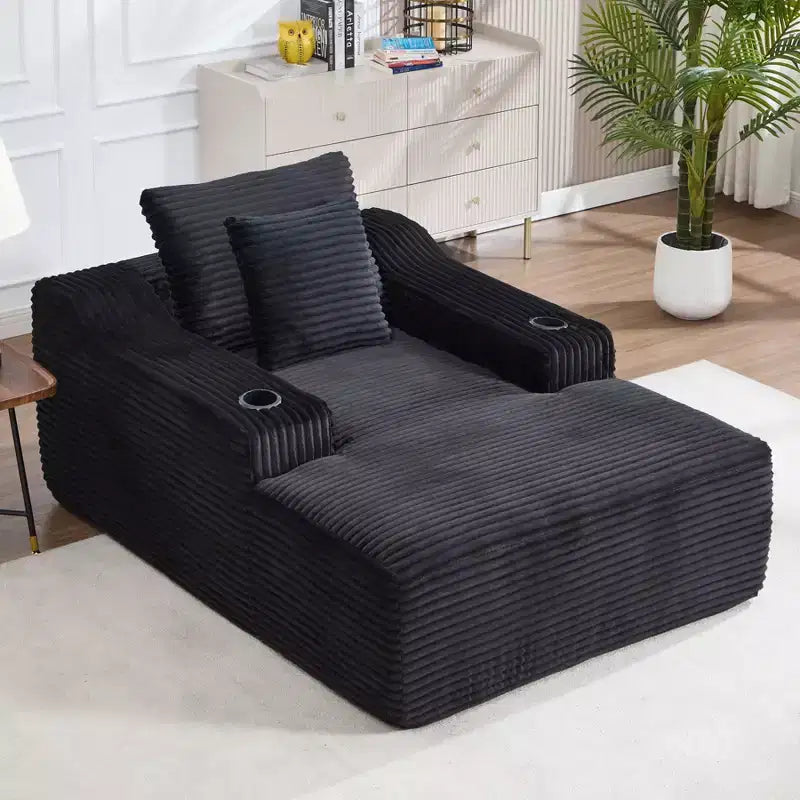 67'' Chaise Lounge Chair, Indoor Sleeper Sofa Bed with 2 Pillows, Boneless Single Sofa Couch for Living Room, No Assembly Required