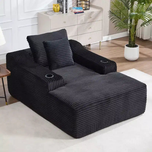 67'' Chaise Lounge Chair, Indoor Sleeper Sofa Bed with 2 Pillows, Boneless Single Sofa Couch for Living Room, No Assembly Required