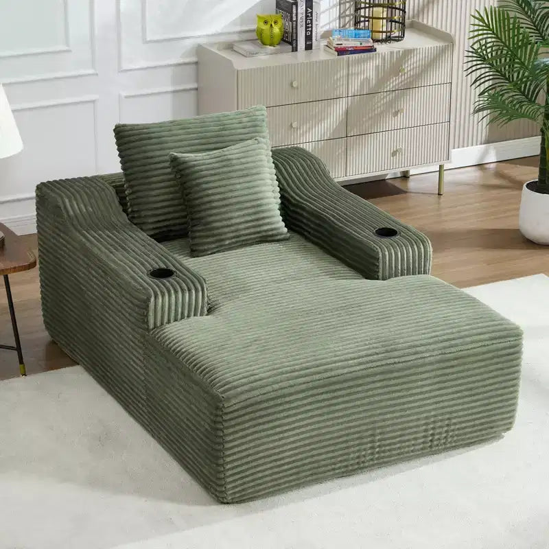 67'' Chaise Lounge Chair, Indoor Sleeper Sofa Bed with 2 Pillows, Boneless Single Sofa Couch for Living Room, No Assembly Required