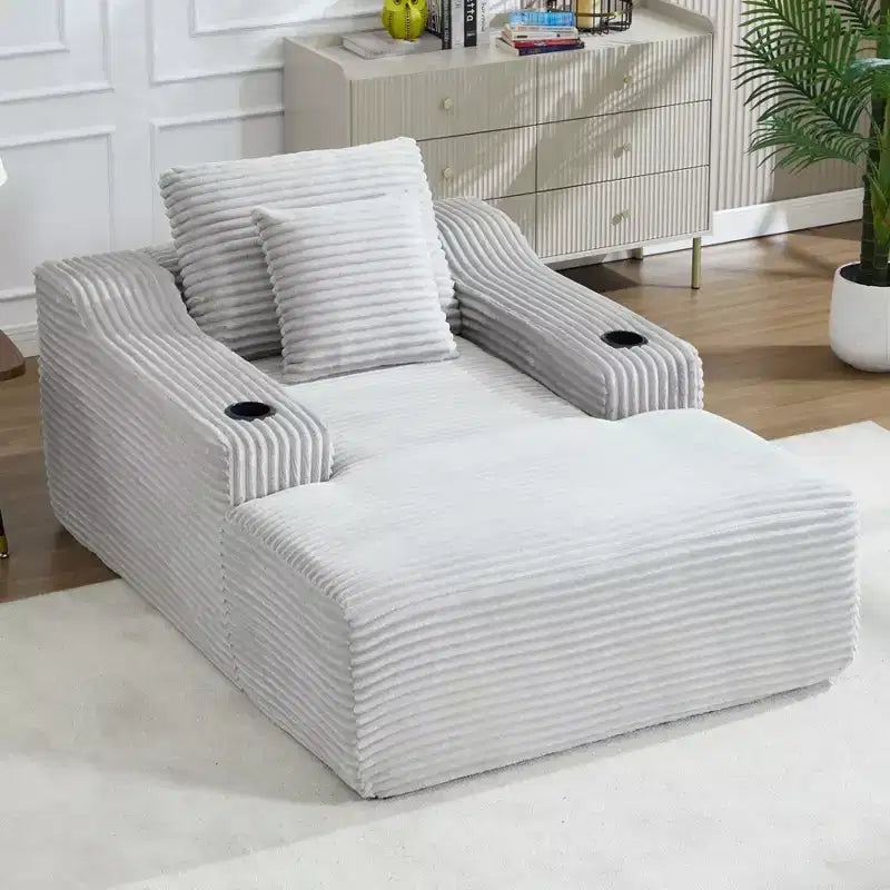 67'' Chaise Lounge Chair, Indoor Sleeper Sofa Bed with 2 Pillows, Boneless Single Sofa Couch for Living Room, No Assembly Required