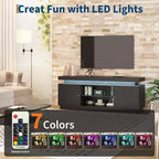 TV Stand with Power Outlet, Entertainment Center with Storage and Adjustable Shelf, TV Console for Living Room, Modern Media Console