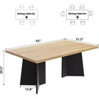 Dining Table for 4-6, 63 Inch Farmhouse Kitchen Table with Large Tabletop, Rectangular Dinner Eating Table for Dining Room, Kitchen, Office