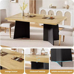 Dining Table for 4-6, 63 Inch Farmhouse Kitchen Table with Large Tabletop, Rectangular Dinner Eating Table for Dining Room, Kitchen, Office