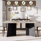 Dining Table for 4-6, 63 Inch Farmhouse Kitchen Table with Large Tabletop, Rectangular Dinner Eating Table for Dining Room, Kitchen, Office