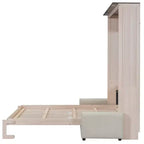 Queen Size Murphy Bed with Sofa and LED