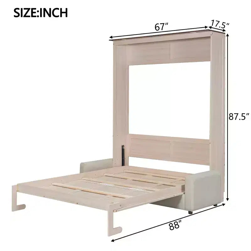 Queen Size Murphy Bed with Sofa and LED