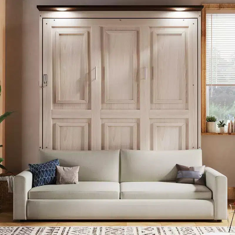 Queen Size Murphy Bed with Sofa and LED
