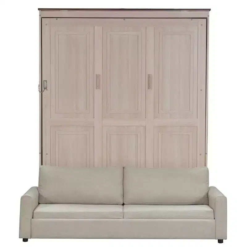 Queen Size Murphy Bed with Sofa and LED