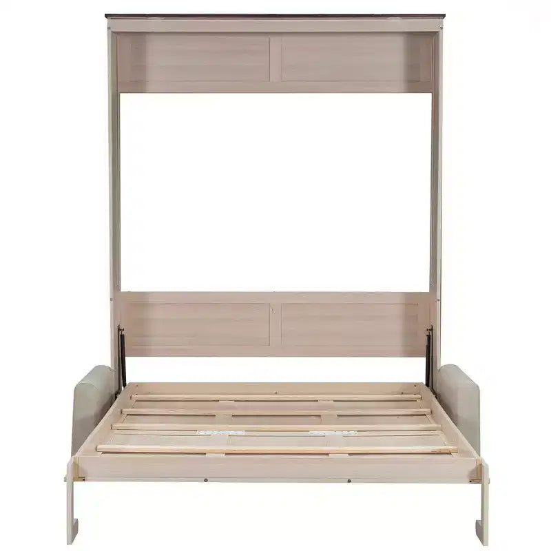Queen Size Murphy Bed with Sofa and LED