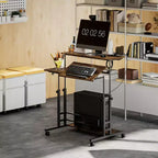 Rolling Standing Desk with Charging Station, Adjustable Height Mobile Desk with Wheels