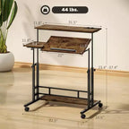 Rolling Standing Desk with Charging Station, Adjustable Height Mobile Desk with Wheels